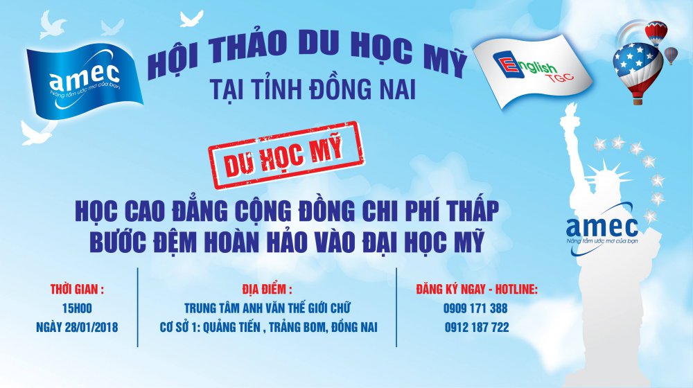 HỘI THẢO DU HỌC MỸ - TỈNH ĐỒNG NAI : "HỌC CAO ĐẲNG CỘNG ĐỒNG CHI PHÍ THẤP"