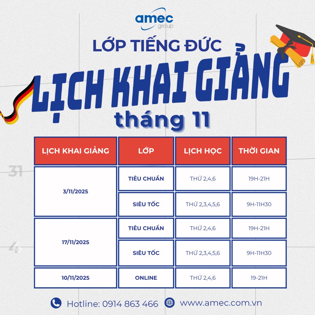 Lịch Khai Giảng Lớp Tiếng Đức Tháng 11