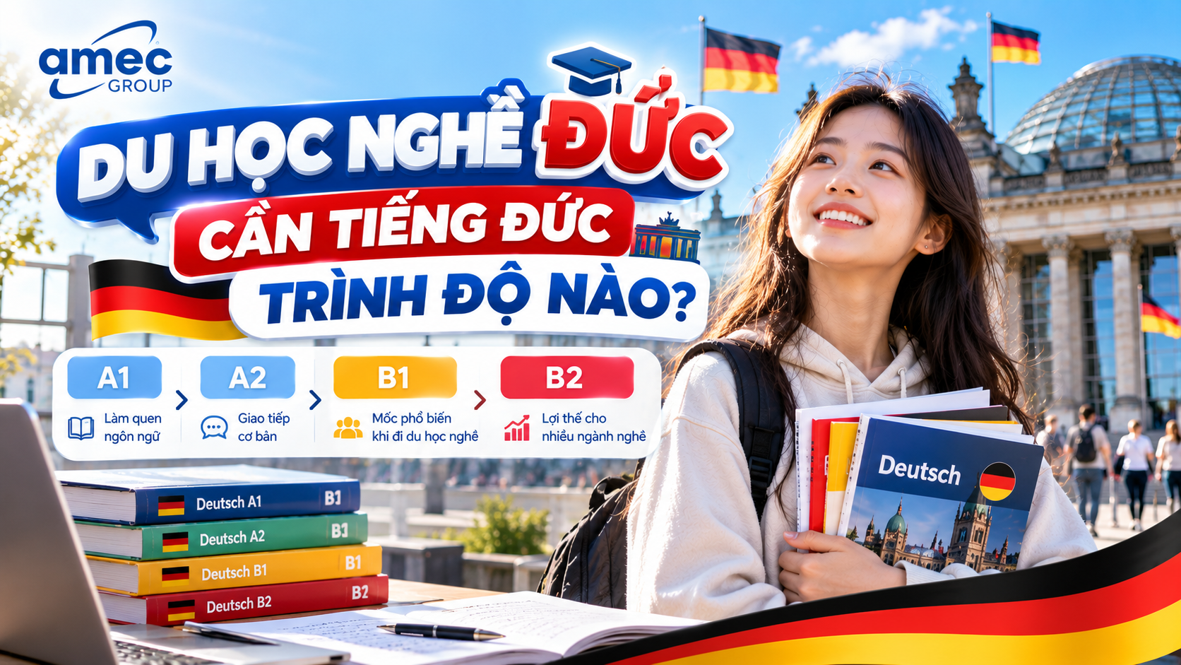 Du học nghề Đức cần tiếng Đức trình độ nào? A2, B1 hay B2?
